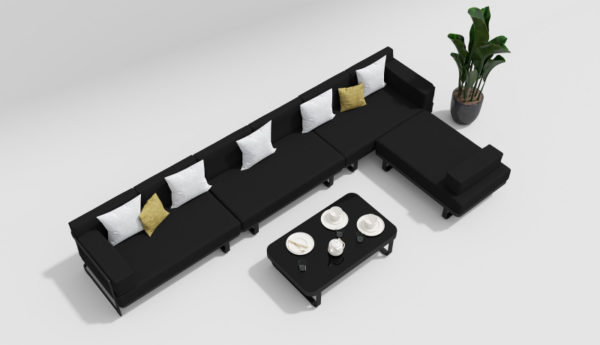 HACIENDA black Мебель для патио с угловым диваном