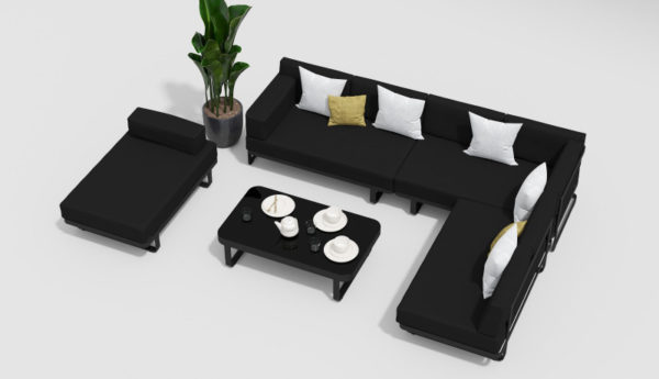 HACIENDA black Мебель для веранды с угловым диваном