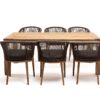 Madeira 6 персон Столовая мебель на веранду из тика + роуп, стулья Marseille коричневые