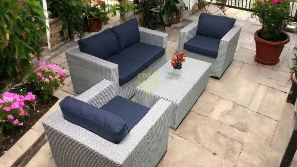 "Eldorado" lounge classica 2 Диванная группа мебели из искусственного ротанга, стол box, белый + синий