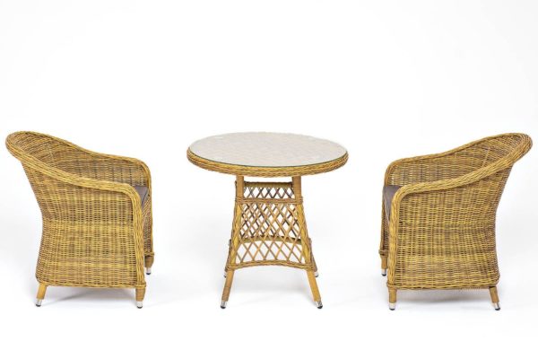Плетеная мебель кофейный комплект Эспрессо–80 R, цвет соломенный