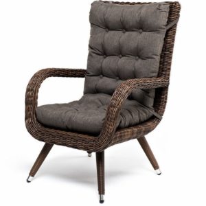 Толедо кресло плетеное с подушками, цвет коричневый