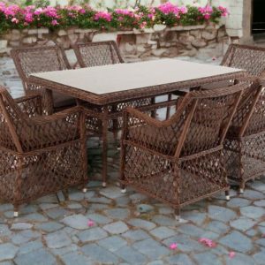 Плетеная мебель столовая, цвет коричневый Venezianico dining